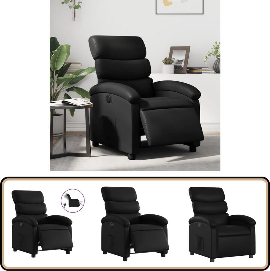 VidaXL Fauteuil elektrisch verstelbaar zwart Elektrische Fauteuil Lounge Stoel Verstelbare Fauteuil Designstoel Zwarte Fauteuil