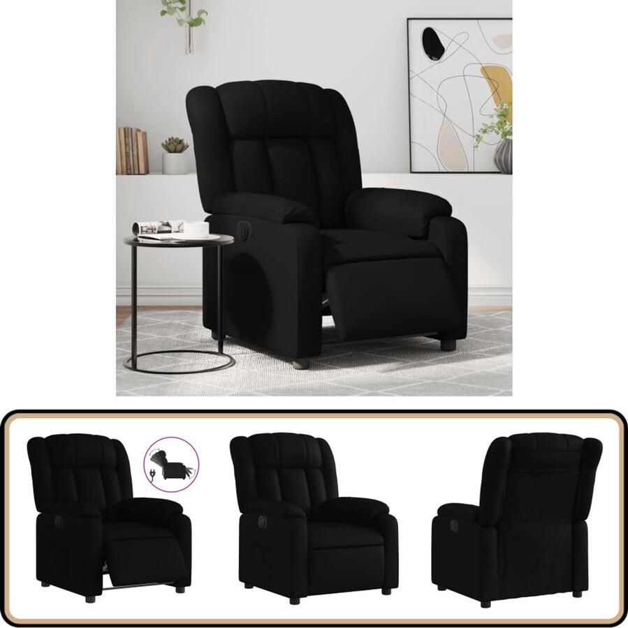 VidaXL Fauteuil Elektrisch Verstelbaar Zwart Kunstleer Elektrische Fauteuil Loungestoel Kunstleder Fauteuil Zwarte Fauteuil Ergonomische Stoel