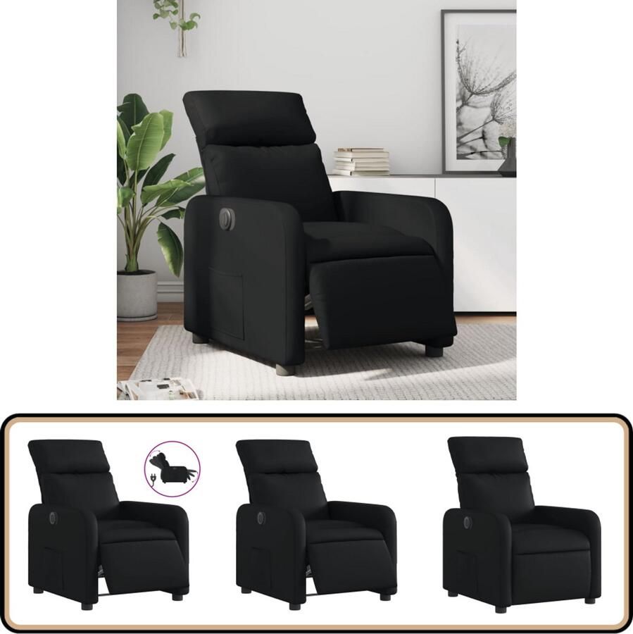 VidaXL Fauteuil Elektrisch Verstelbaar Zwart Kunstleer Elektrische Fauteuil Loungestoel Relaxfauteuil Lederlook Kunstleder