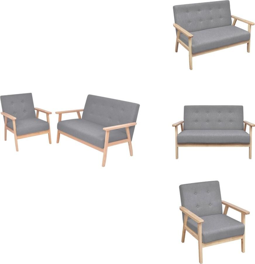 VidaXL Fauteuil En Bank Fauteuils En Banken Fauteuils Fauteuil Bankstel stof lichtgrijs 2 -delig