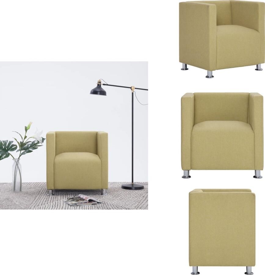VidaXL Kubus Fauteuil Groen Polyester 69x54x71 cm Ergonomisch Design Fauteuil