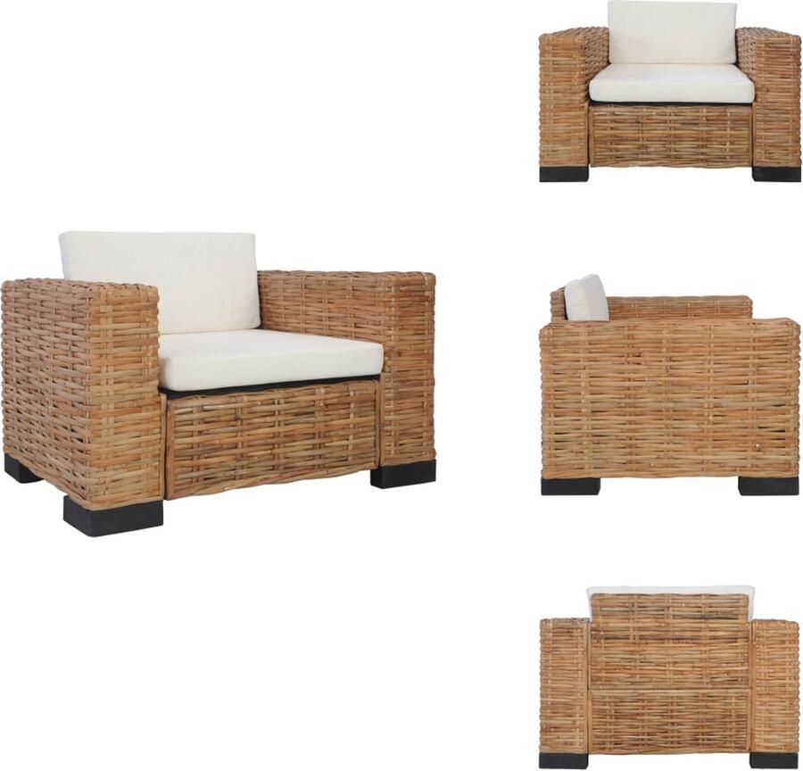 VidaXL Fauteuil Fauteuils Armstoel Armstoelen Fauteuil met kussens natuurlijk rattan - Foto 2