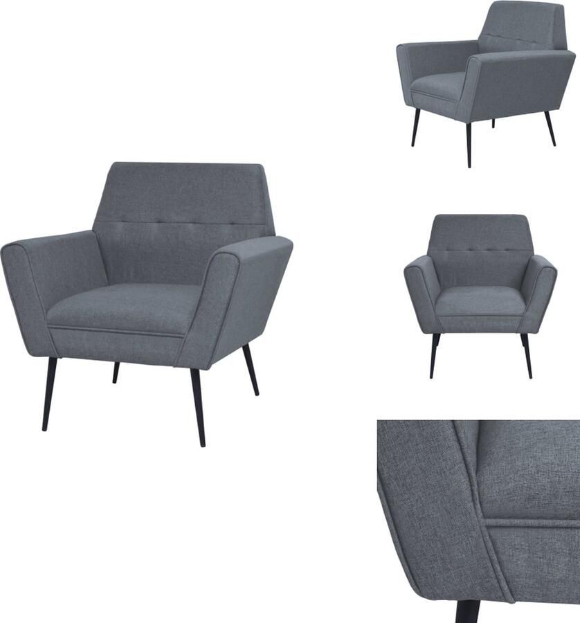 VidaXL Fauteuil Fauteuils Armstoel Armstoelen Fauteuil staal en stof lichtgrijs