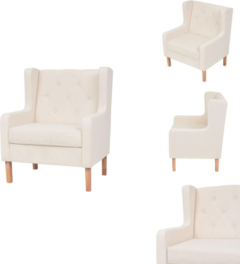 VidaXL Fauteuil Crèmewit 76x68x90 cm Polyester bekleding houten frame Fauteuil
