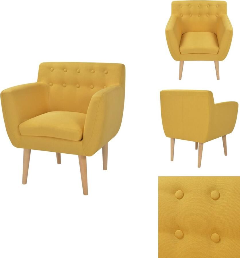 VidaXL Fauteuil Fauteuils Armstoel Armstoelen Fauteuil stof geel