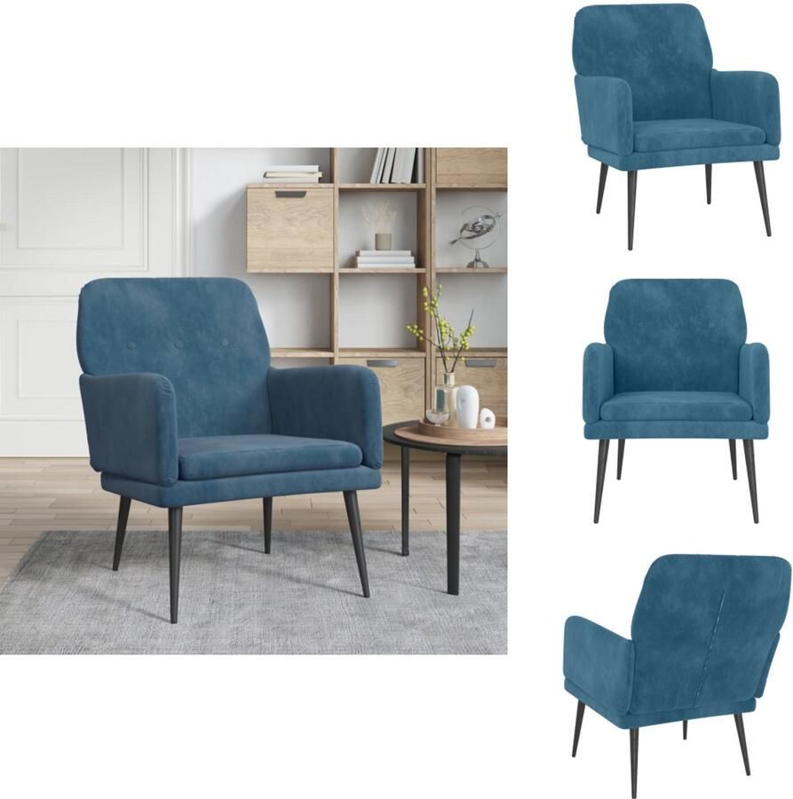 VidaXL Fauteuil Fauteuils Armstoel Ligstoel Fauteuil 62x79x79 cm fluweel blauw