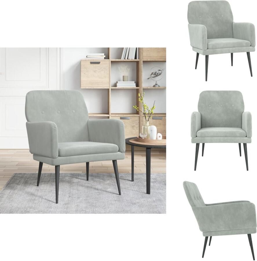 VidaXL Fauteuil Fauteuils Armstoel Ligstoel Fauteuil 62x79x79 cm fluweel lichtgrijs