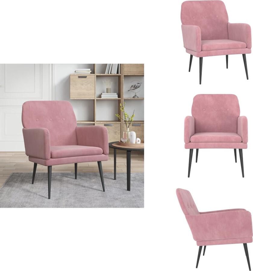 VidaXL Fauteuil Fauteuils Armstoel Ligstoel Fauteuil 62x79x79 cm fluweel roze