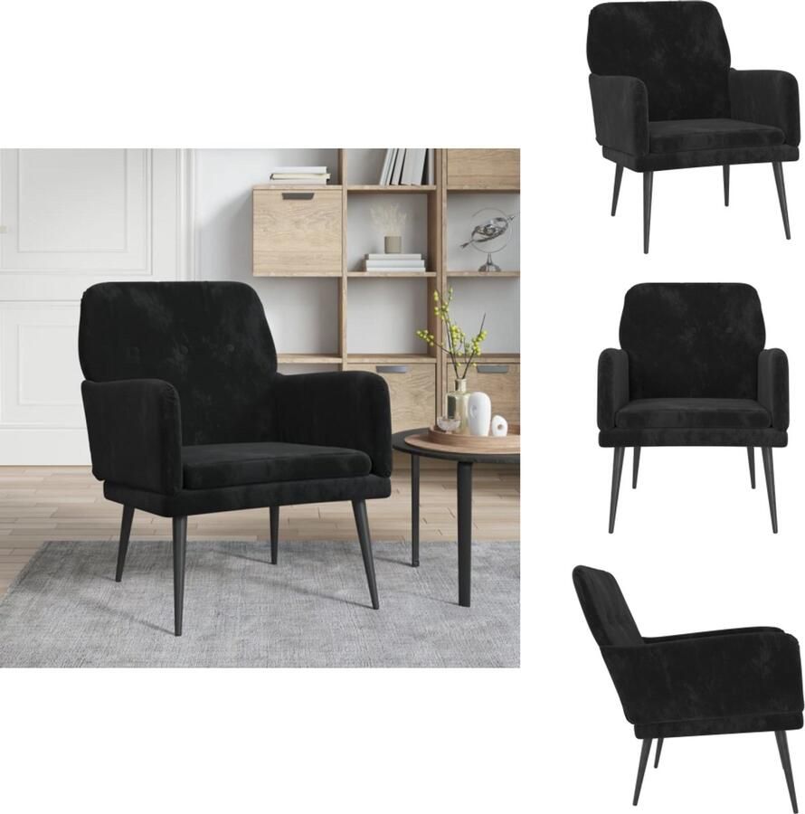VidaXL Fauteuil Fauteuils Armstoel Ligstoel Fauteuil 62x79x79 cm fluweel zwart