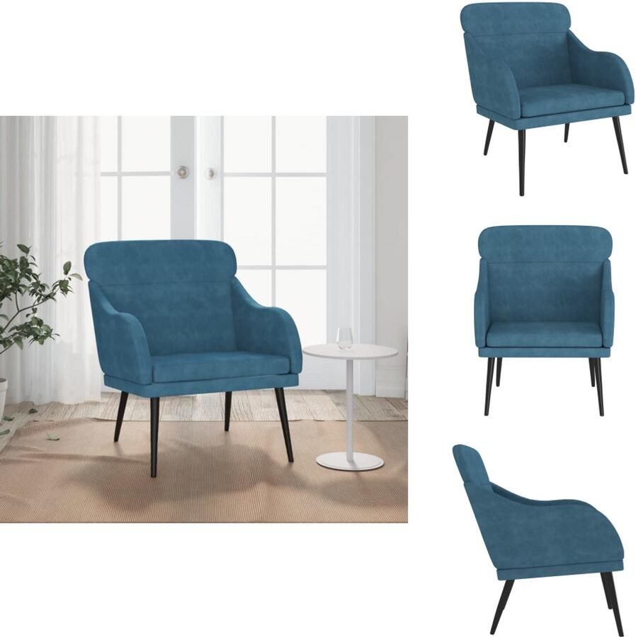 VidaXL Fauteuil Fauteuils Armstoel Ligstoel Fauteuil 63x76x80 cm fluweel blauw