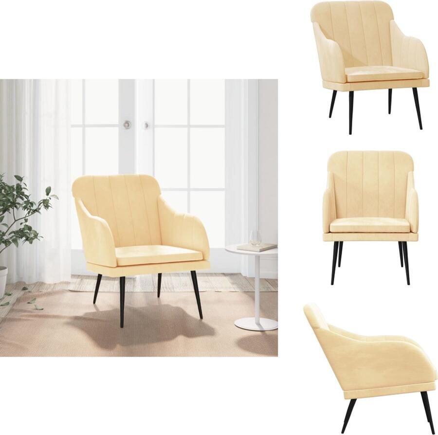 VidaXL Fauteuil Fauteuils Armstoel Ligstoel Fauteuil 63x76x80 cm fluweel crèmekleurig