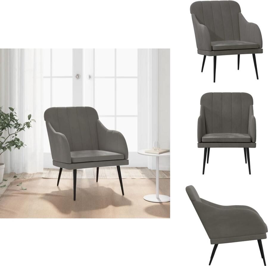 VidaXL Fauteuil Fauteuils Armstoel Ligstoel Fauteuil 63x76x80 cm fluweel donkergrijs