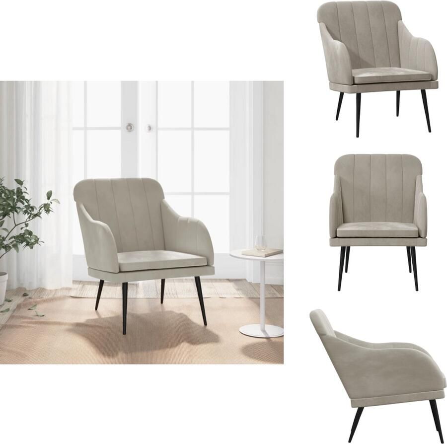 VidaXL Fauteuil Fauteuils Armstoel Ligstoel Fauteuil 63x76x80 cm fluweel lichtgrijs