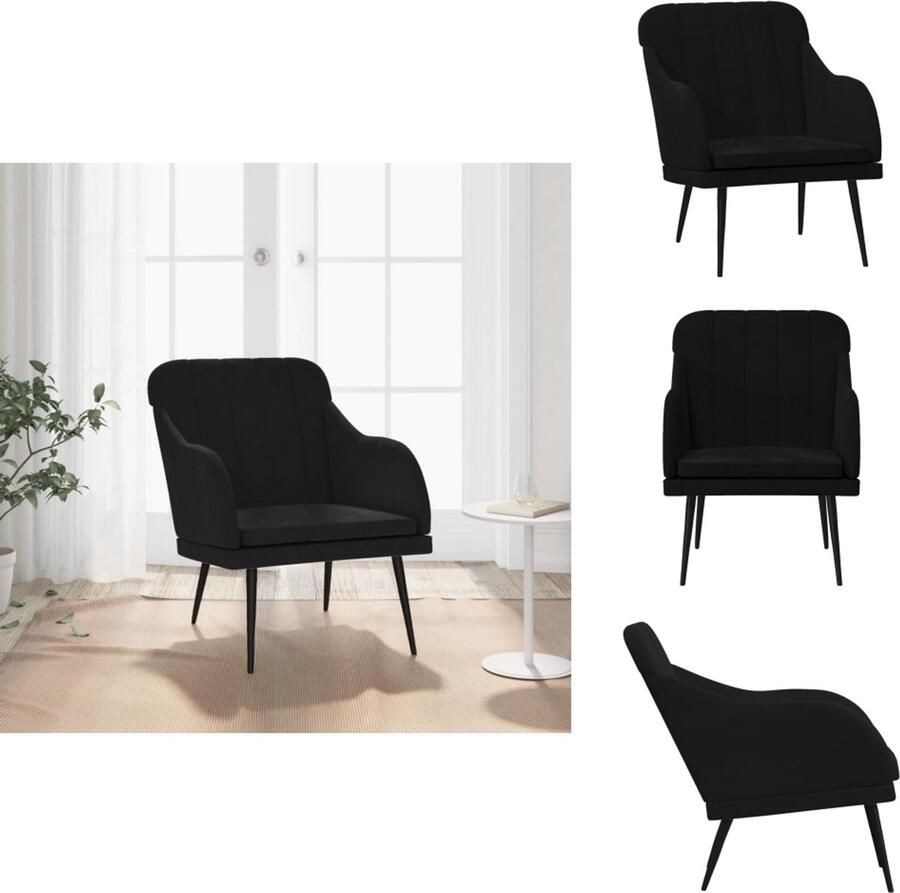 VidaXL Fauteuil Fauteuils Armstoel Ligstoel Fauteuil 63x76x80 cm fluweel zwart - Foto 4