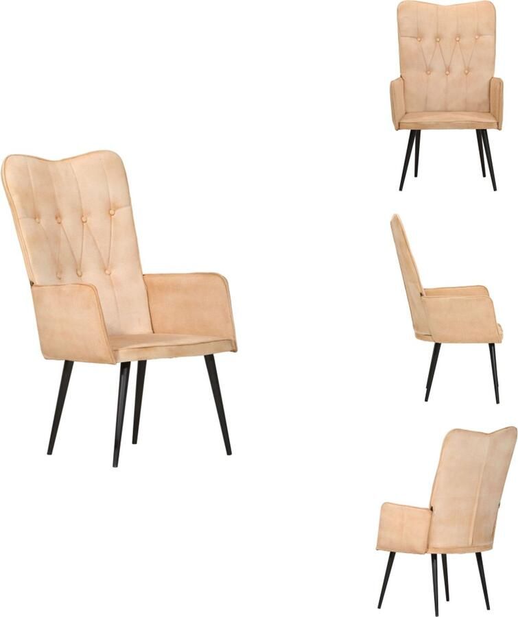VidaXL Fauteuil Fauteuils Armstoel Zetel Fauteuil canvas crèmekleurig