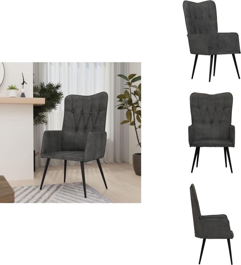 VidaXL Armstoel Canvas Zwart 55 x 41 x 97 Hoogwaardig materiaal Fauteuil