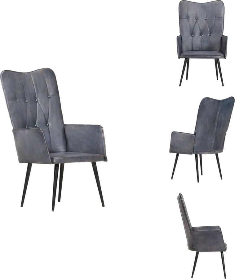 VidaXL Armstoel naam Fauteuil 55 x 41 x 97 Grijs Echt leer ijzer Fauteuil