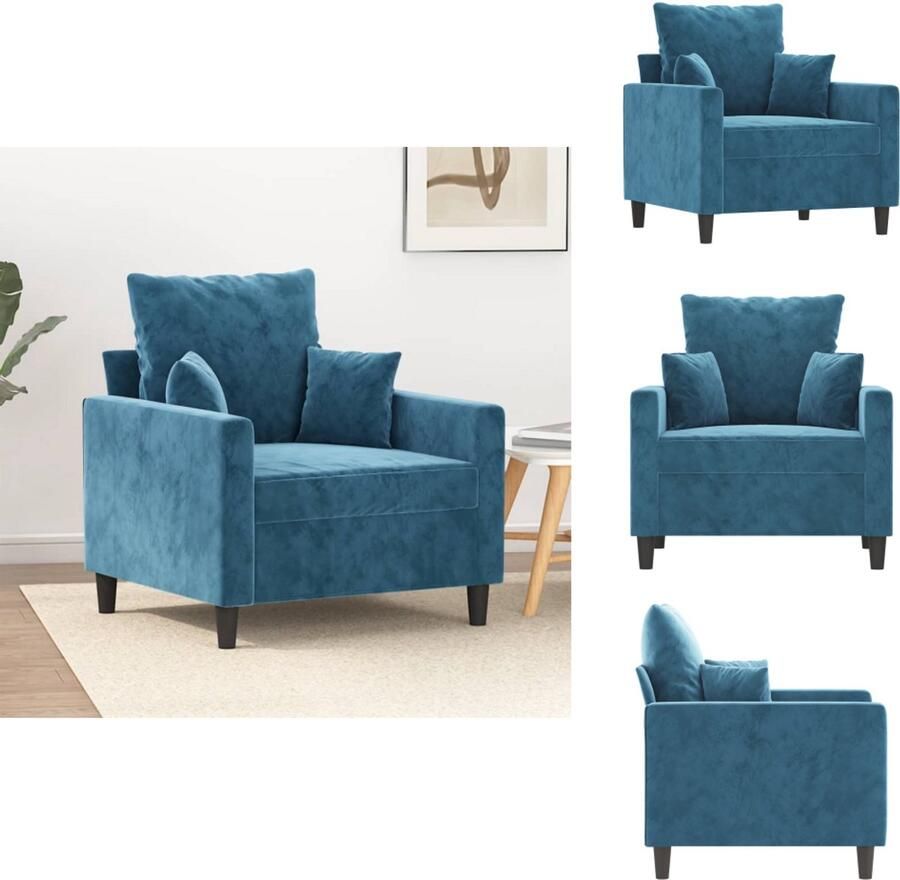 VidaXL Fauteuil Fauteuils Bank Zitstoel Fauteuil 60 cm fluweel blauw - Foto 2