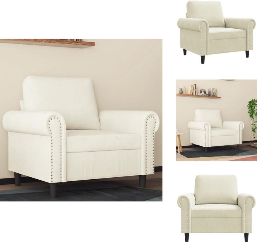 VidaXL Fauteuil Fauteuils Bank Zitstoel Fauteuil 60 cm fluweel crèmekleurig