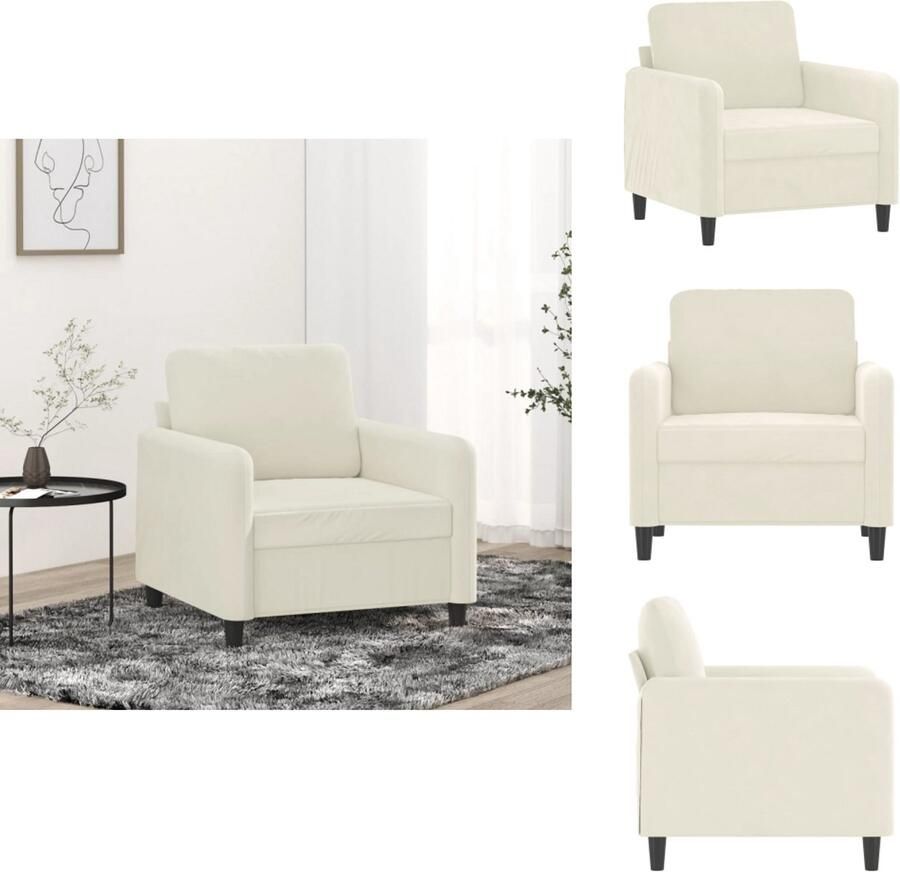 VidaXL Fauteuil Fluweel Crèmekleurig 60 cm Fauteuil Fluweel Stoffen Fauteuil Design Fauteuil Lounge Fauteuil Relaxstoel - Foto 2