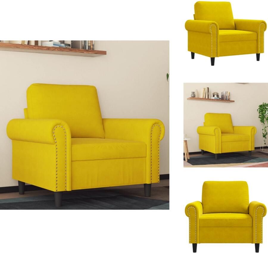VidaXL Fauteuil Fauteuils Bank Zitstoel Fauteuil 60 cm fluweel geel