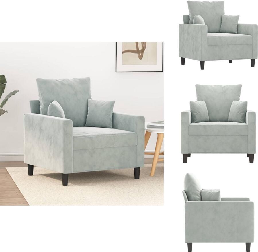 VidaXL Fauteuil Fauteuils Bank Zitstoel Fauteuil 60 cm fluweel lichtgrijs
