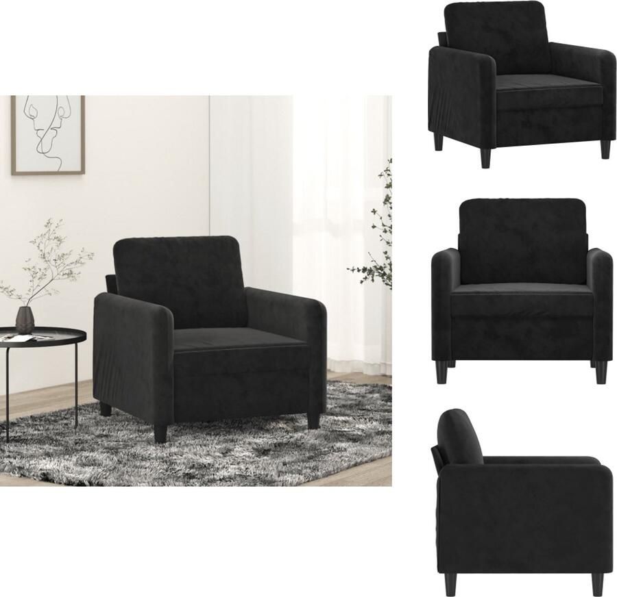 VidaXL Fauteuil Fauteuils Bank Zitstoel Fauteuil 60 cm fluweel zwart - Foto 2