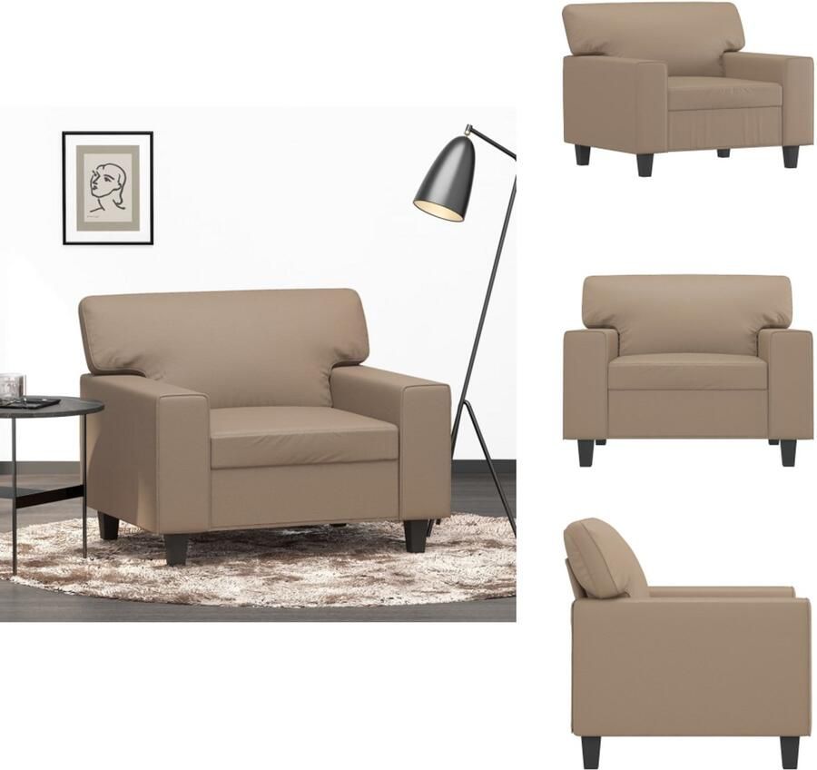 VidaXL Fauteuil Fauteuils Bank Zitstoel Fauteuil 60 cm kunstleer cappuccinokleurig - Foto 2