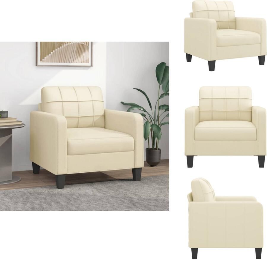 VidaXL Fauteuil Fauteuils Bank Zitstoel Fauteuil 60 cm kunstleer crèmekleurig