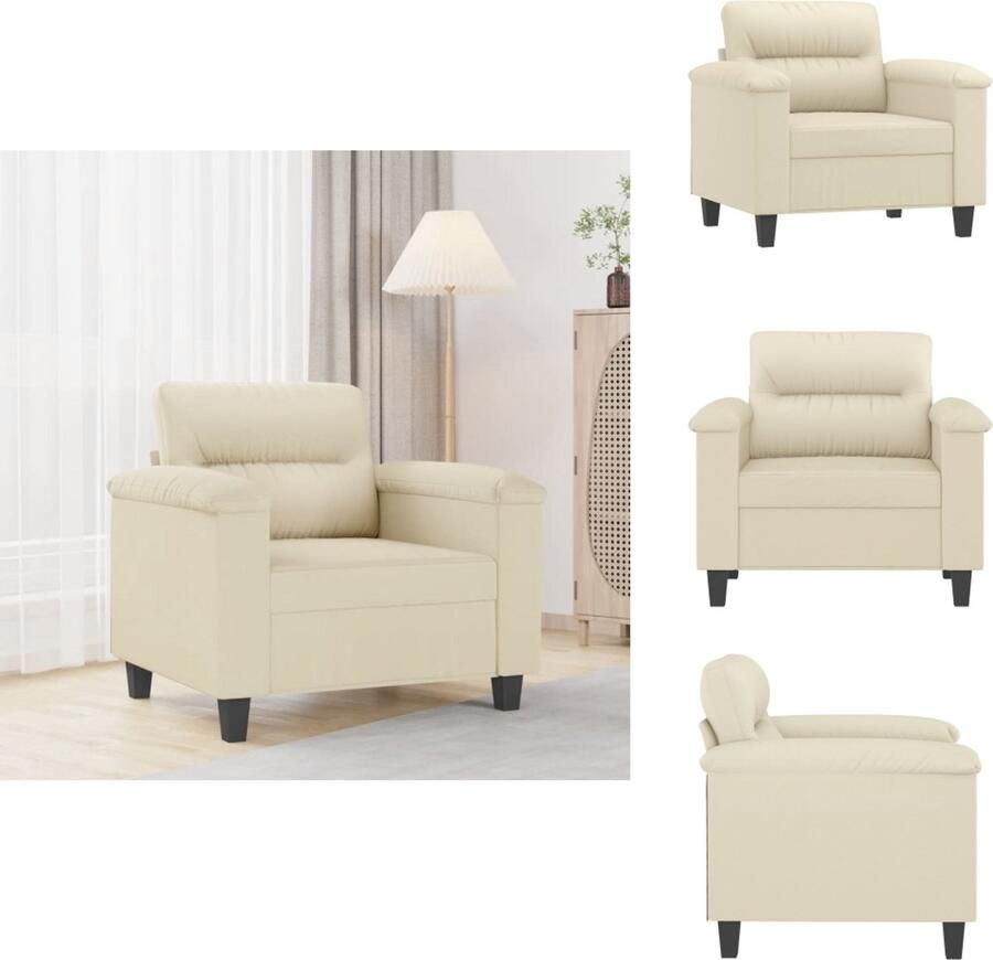 VidaXL Fauteuil Fauteuils Bank Zitstoel Fauteuil 60 cm kunstleer crèmekleurig - Foto 2