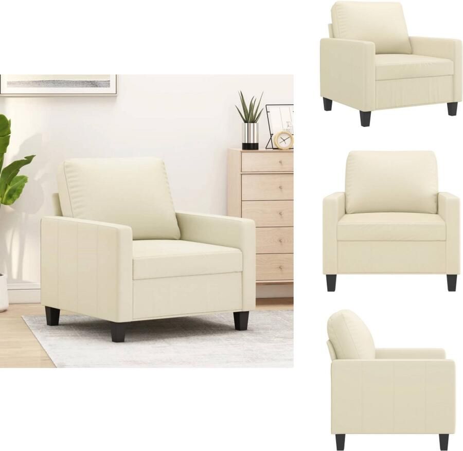 VidaXL Fauteuil Fauteuils Bank Zitstoel Fauteuil 60 cm kunstleer crèmekleurig