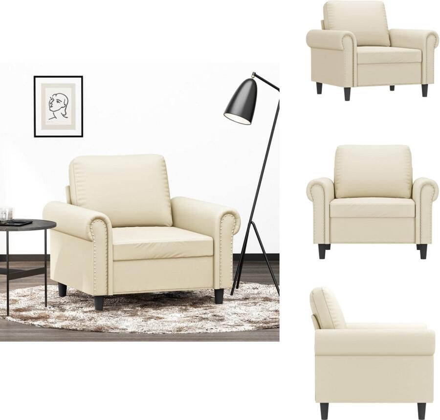 VidaXL Fauteuil Kunstleer crèmekleurig 60 cm Fauteuil Designstoel Lounge Stoel Kunstleder Creme Kleur