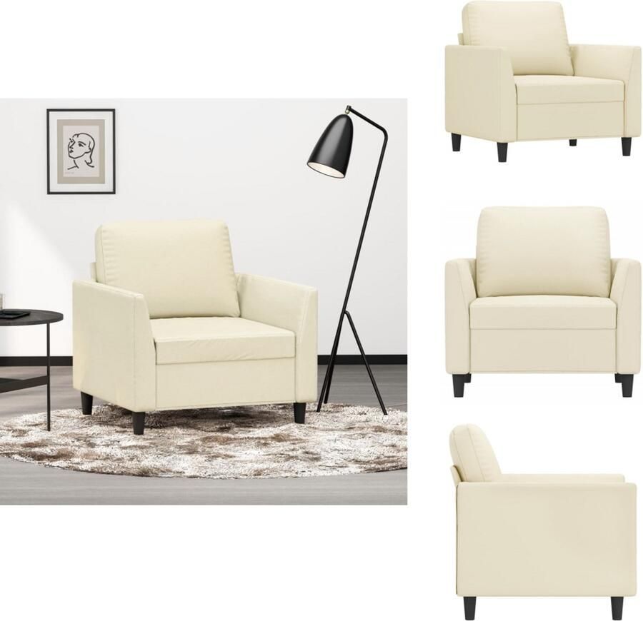 VidaXL Fauteuil Fauteuils Bank Zitstoel Fauteuil 60 cm kunstleer crèmekleurig - Foto 3