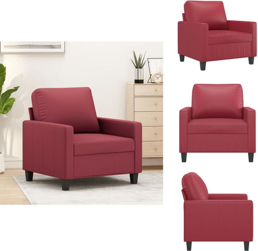 VidaXL Fauteuil Fauteuils Bank Zitstoel Fauteuil 60 cm kunstleer wijnrood - Foto 2