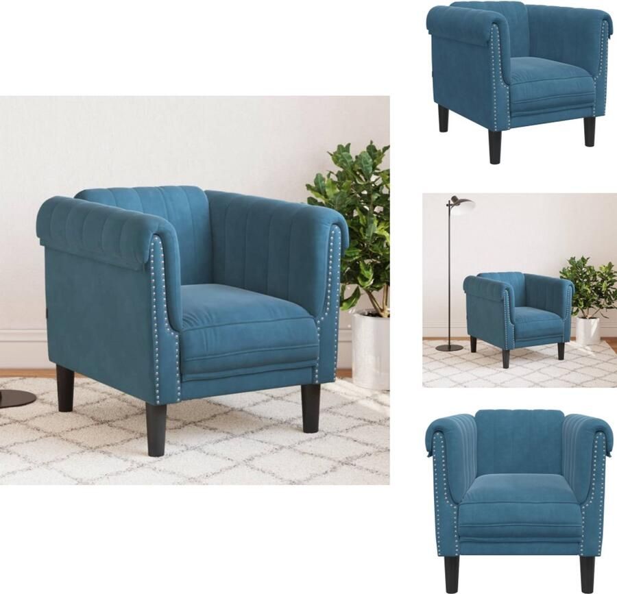 VidaXL Fauteuil Fauteuils Bank Zitstoel Fauteuil fluweel blauw