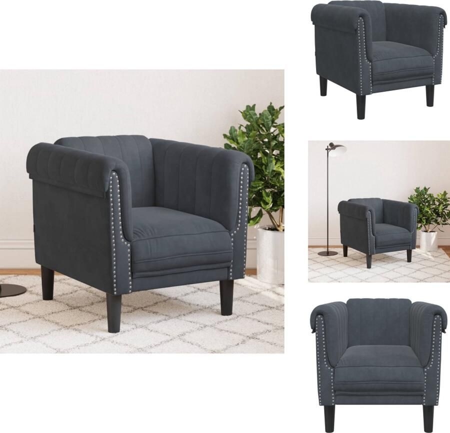 VidaXL Fauteuil Fauteuils Bank Zitstoel Fauteuil fluweel donkergrijs