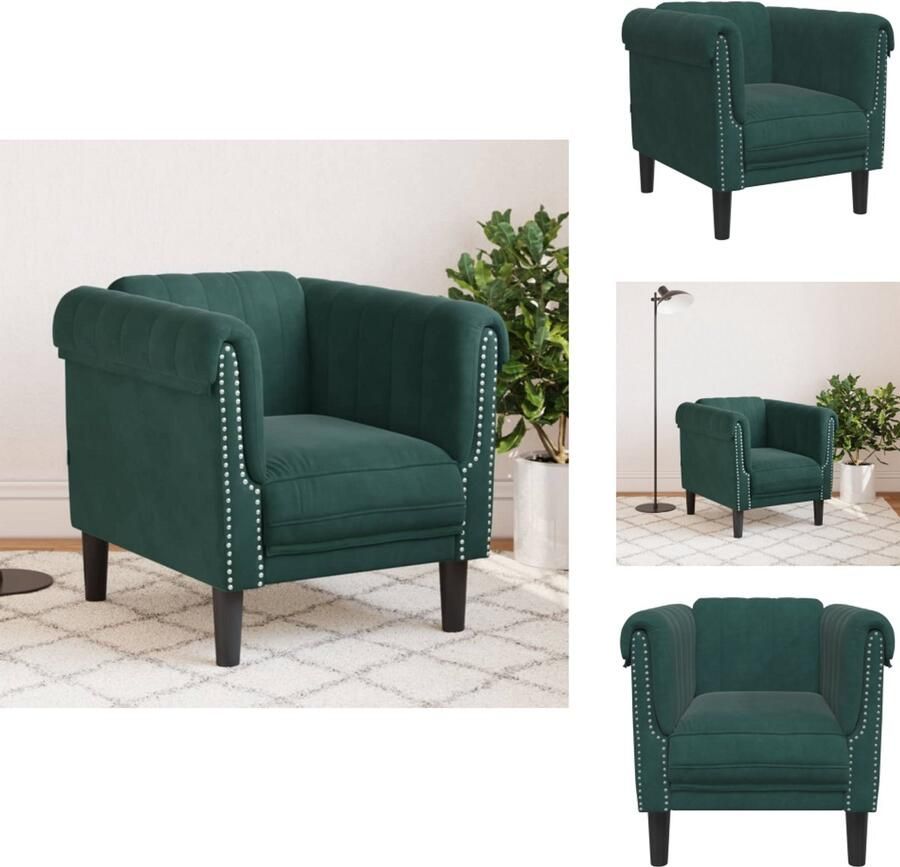 VidaXL Fauteuil Fauteuils Bank Zitstoel Fauteuil fluweel donkergroen