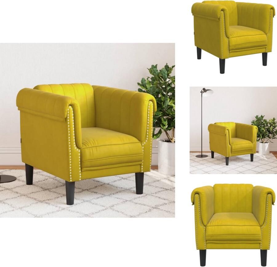 VidaXL Fauteuil Fauteuils Bank Zitstoel Fauteuil fluweel geel