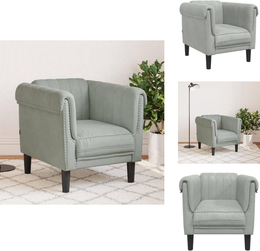 VidaXL Fauteuil Fauteuils Bank Zitstoel Fauteuil fluweel lichtgrijs