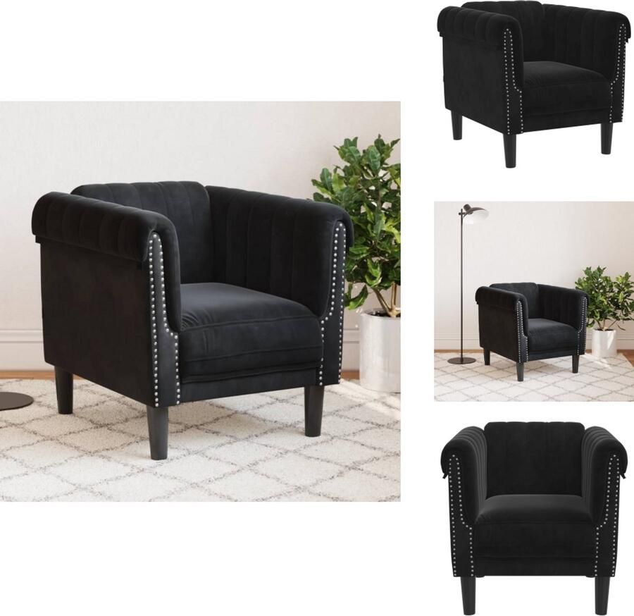 VidaXL Fauteuil Fauteuils Bank Zitstoel Fauteuil fluweel zwart