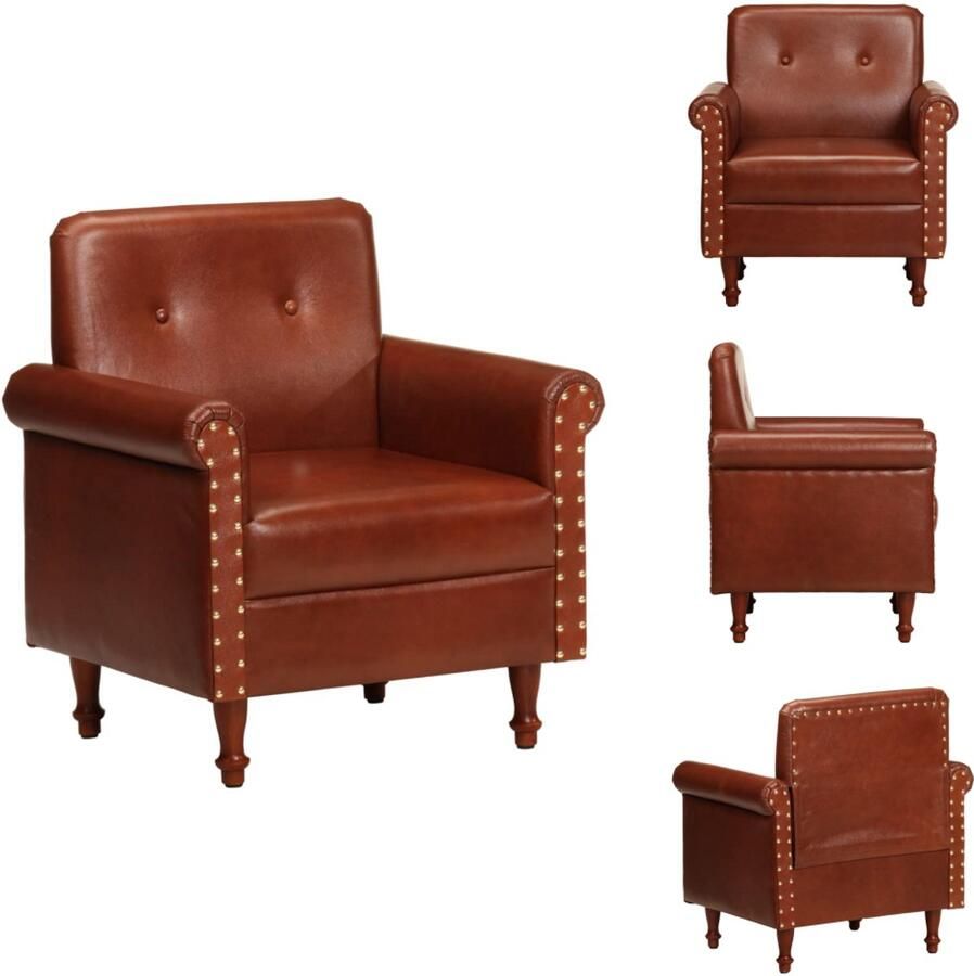 VidaXL Kuipstoel Echt Leer Bruin 70x54x73 cm Luxe Kuipstoel Lederen Fauteuil Geitenleer Relaxfauteuil Designstoelen