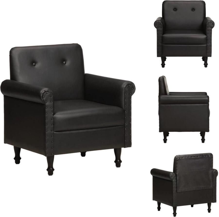 VidaXL Fauteuil Fauteuils Kuipstoel Kuipstoelen Kuipstoel echt leer zwart