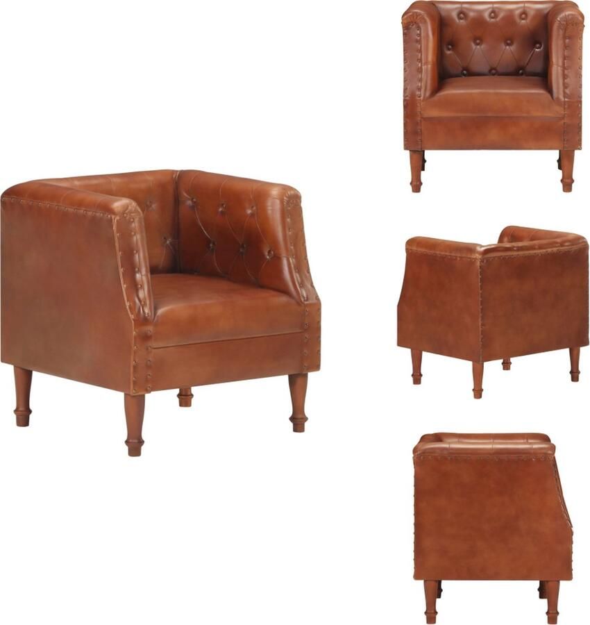 VidaXL Fauteuil Retro Geitenleer Mangohout 60 x 57 x 64 cm Fauteuil