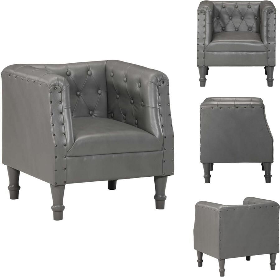 VidaXL Fauteuil Retro Geitenleer Grijs 60 x 57 x 64 cm Fauteuil