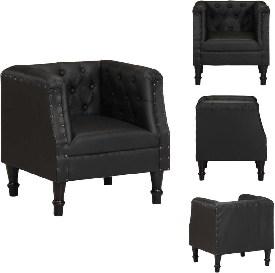 VidaXL Fauteuil Fauteuils Leer Leren Fauteuil echt leer zwart - Foto 2