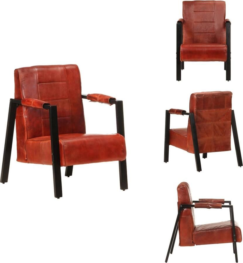 VidaXL Fauteuil Fauteuils Leren Fauteuil Leren Fauteuils Fauteuil 60x80x87 cm echt geitenleer donkerbruin