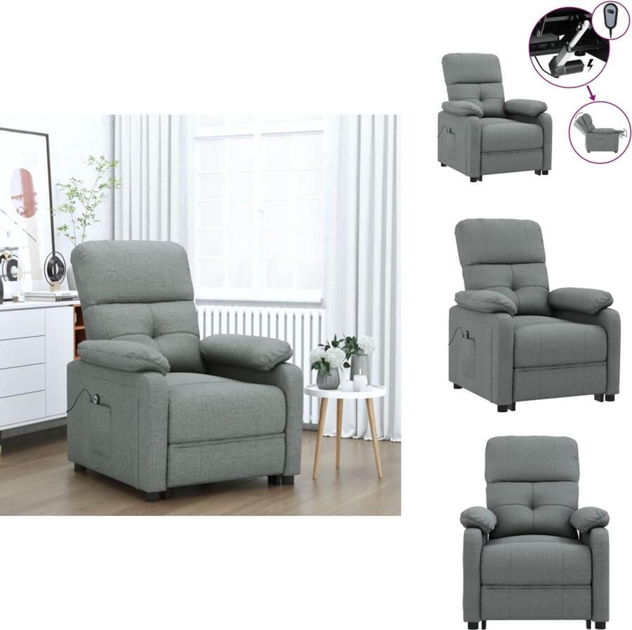 VidaXL Fauteuil Fauteuils Leunstoel Armstoel Fauteuil elektrisch verstelbaar stof donkergrijs