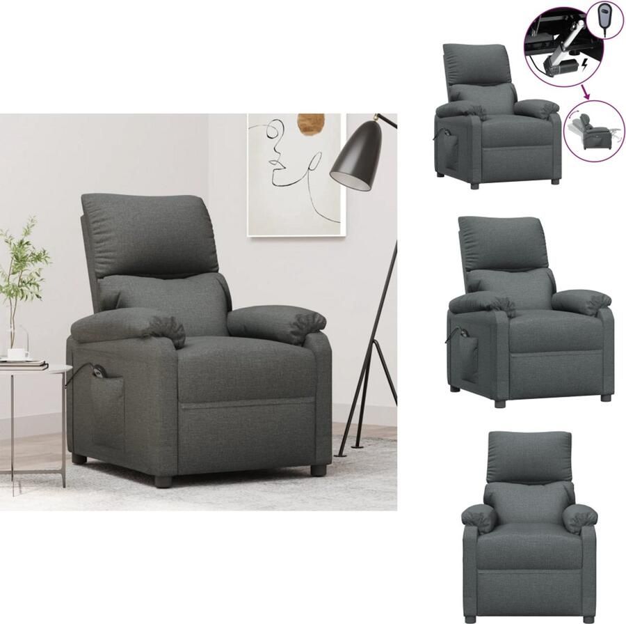 VidaXL Fauteuil Fauteuils Leunstoel Armstoel Fauteuil elektrisch verstelbaar stof donkergrijs