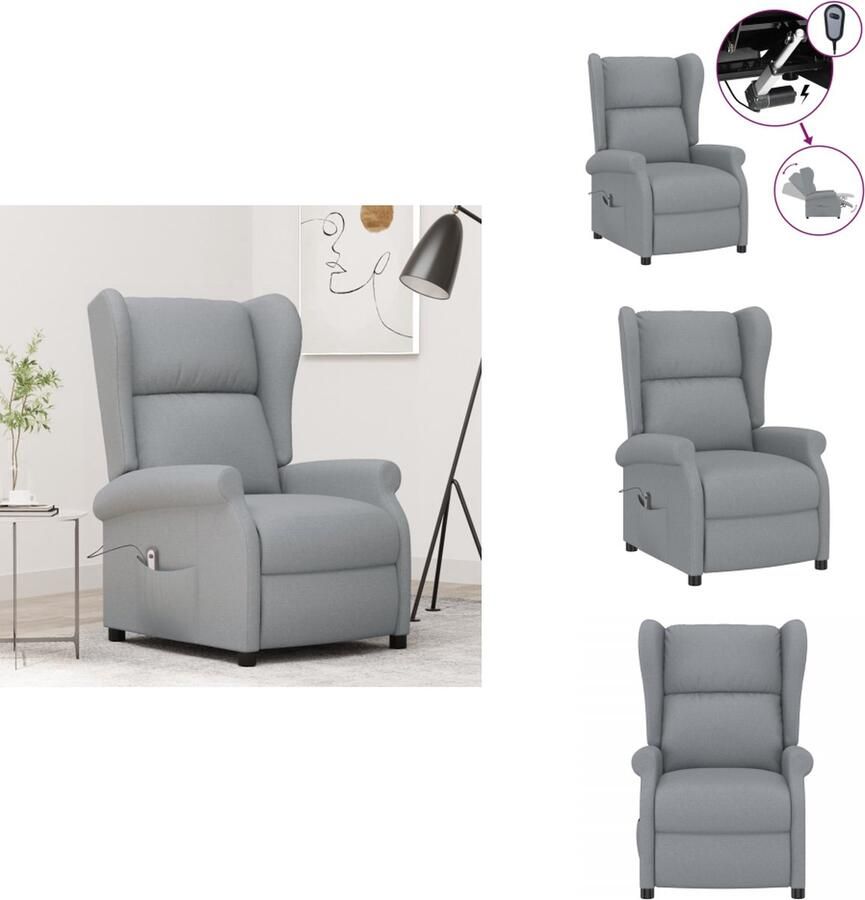 VidaXL Fauteuil Fauteuils Leunstoel Armstoel Fauteuil elektrisch verstelbaar stof lichtgrijs - Foto 3