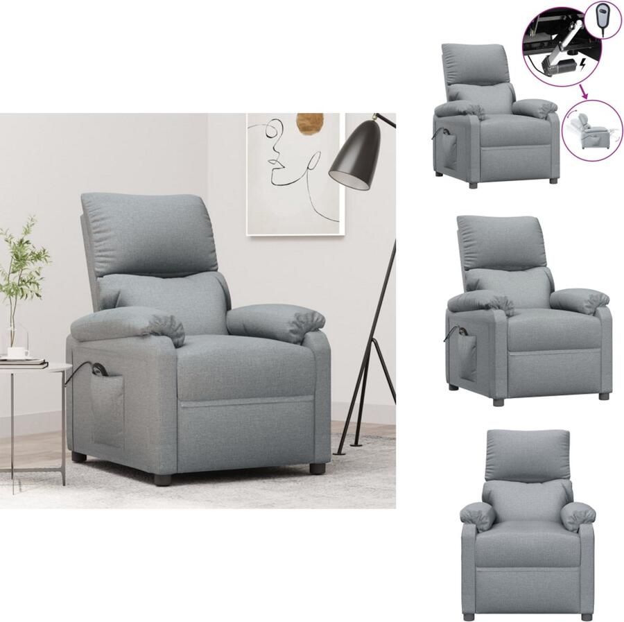 VidaXL Fauteuil Fauteuils Leunstoel Armstoel Fauteuil elektrisch verstelbaar stof lichtgrijs